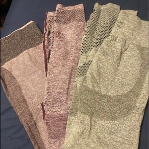 Three sets of leggings